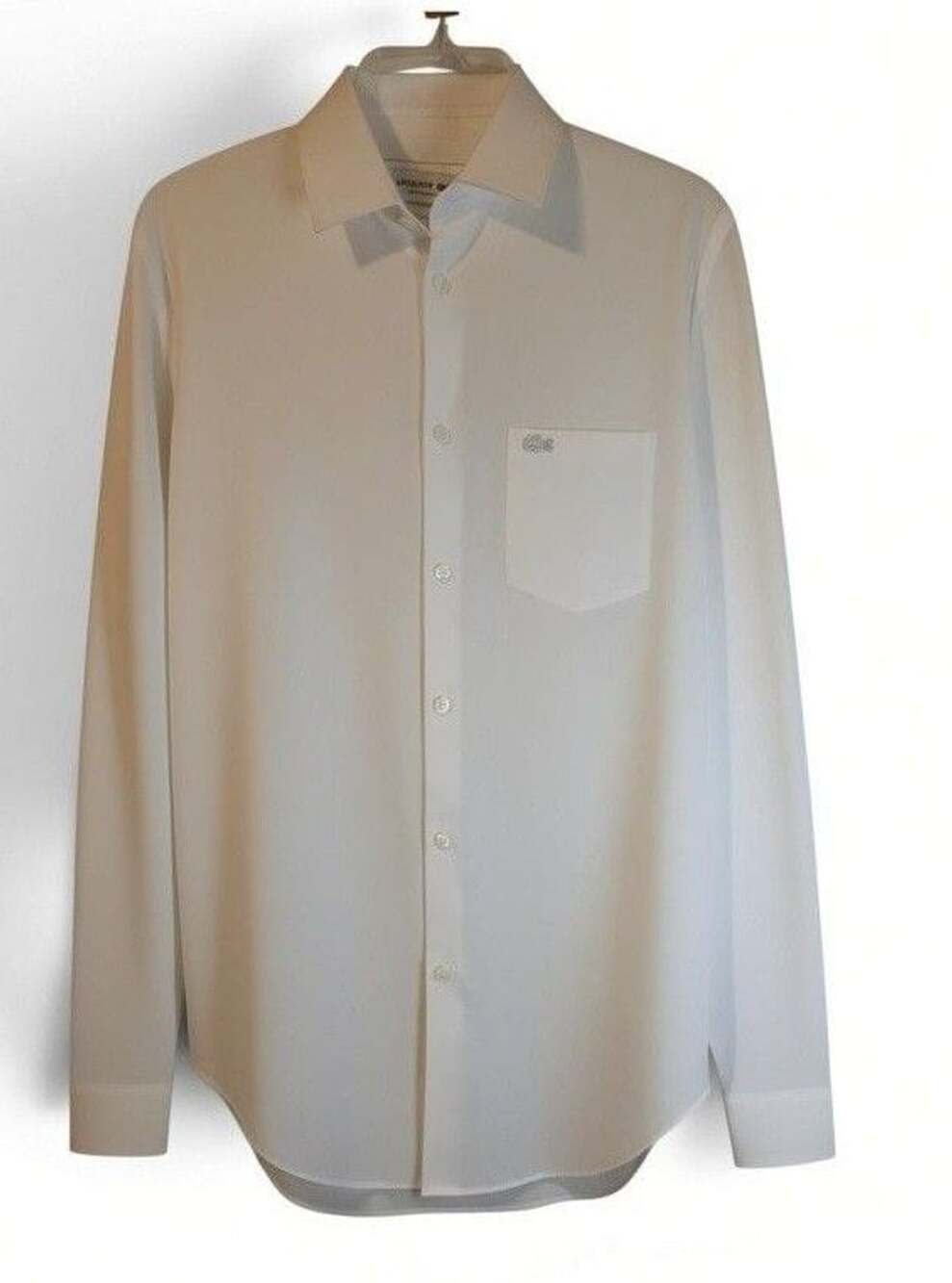 Lacoste Regular Fit Dress Shirt Size 15 White Cotton